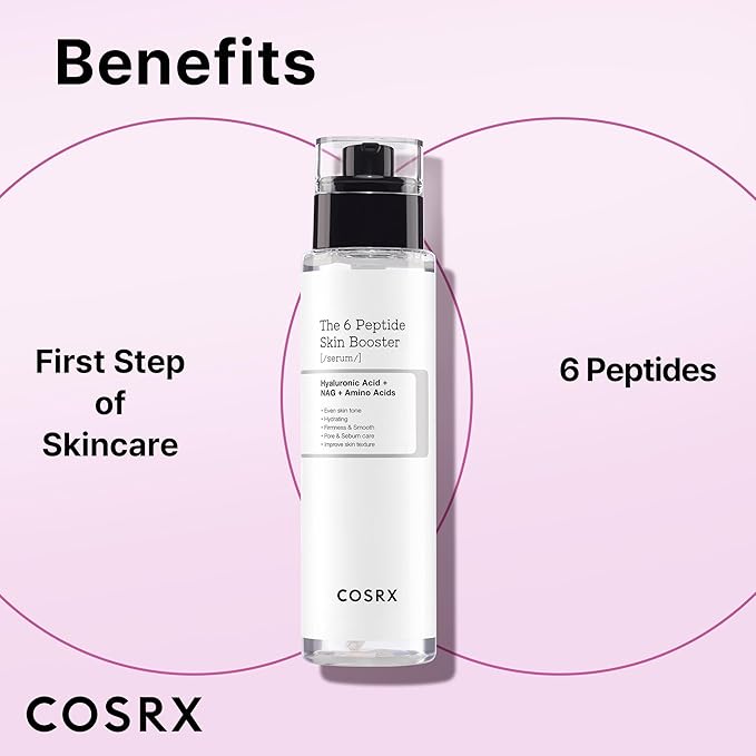 COSRX 6X Peptide Collagen Booster Toner Serum, Niacinamide & Hyaluronic Acid Skin Renewal Boosting Facial Essence