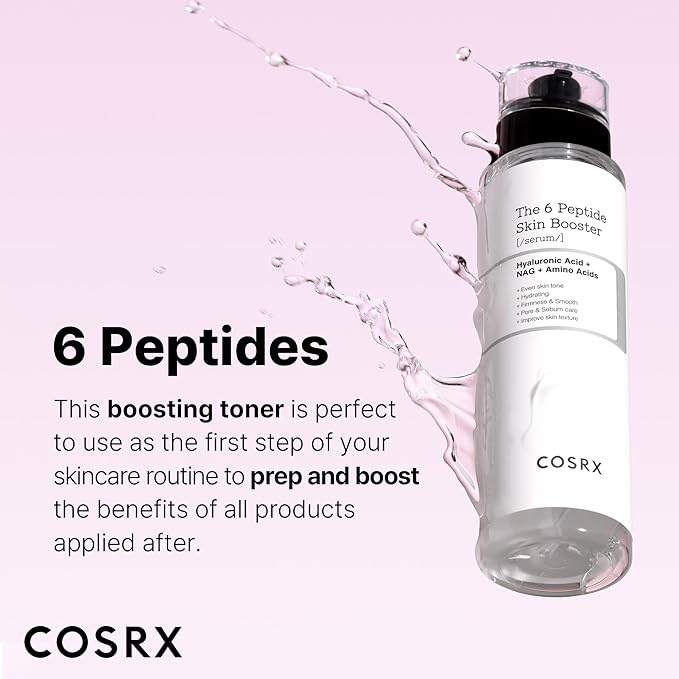 COSRX 6X Peptide Collagen Booster Toner Serum, Niacinamide & Hyaluronic Acid Skin Renewal Boosting Facial Essence