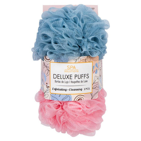 BATH DELUXE PUFFS: BLUE/PINK 2PCS