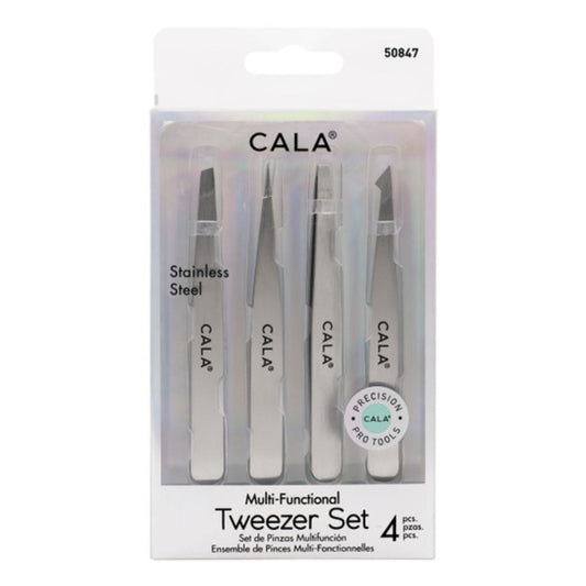 MULTI TWEEZER SET: CHROME (4PCS)