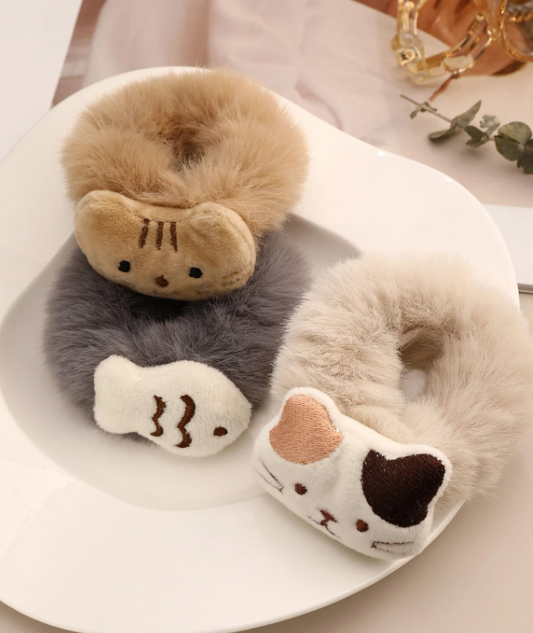 3pcs Cartoon Cat Decor Hair Tie