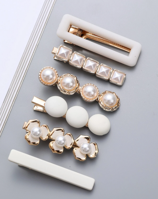 6pcs Faux Pearl Decor Hair Clip